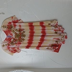 Tie Dye‎ Gauze Embroidered Top Hippie Bohemian